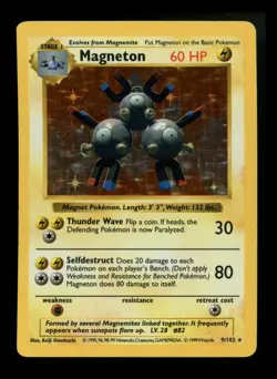 Magneton 9/102 Base Set SHADOWLESS 1999 Holo Rare WOTC Pokemon Card TCG - Image 1