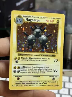 Magneton 9/102 Base Set SHADOWLESS 1999 Holo Rare WOTC Pokemon Card TCG - Image 3