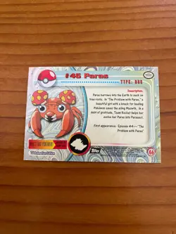 PARAS #46 - BLACK Logo - Holo FOIL - SERIES 1 - TOPPS POKEMON CARD - NM - Image 2