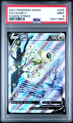 2021 POKEMON SWORD & SHIELD FUSION STRIKE 245 FULL ART CELEBI V PSA 9 - Image 1