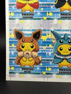 Uncut Green Holo FULL PONCHO PIKACHU Set Pokemon Eeveelution SET PERU US SELLER - Image 4