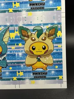 Uncut Green Holo FULL PONCHO PIKACHU Set Pokemon Eeveelution SET PERU US SELLER - Image 5