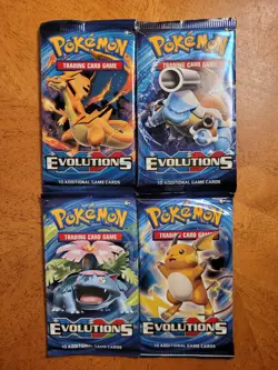 NEW Pokemon XY EVOLUTIONS Booster Pack LOT~4 Pack Complete Art Set~SEALED~READ! - Image 1
