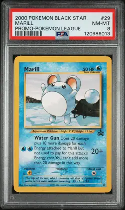 2000 POKEMON PROMO BLACK STAR POKEMON LEAGUE #29 MARILL PSA 8 - Image 1