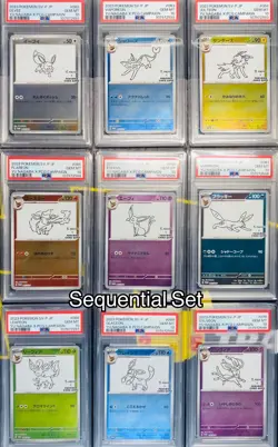 PSA 10 Yu Nagaba Eevee’s Promo Sequential Complete Set 9 Pokemon Card Japanese - Image 1
