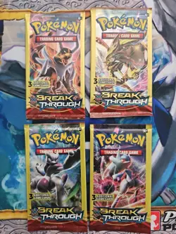 Pokemon XY BREAKthrough 3 Card Mini Booster Packs Complete Art Set Lot of 4 - Image 1