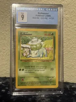 CGC 9 Blue Label Bulbsasaur Base Set 1999 Pokemon Card Mint 44/102 Unlimited ENG - Image 1