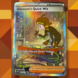 Pokemon Clemont's Quick Wit 243/191 SIR Holo Card NM SV08 Surging Sparks 2024 - Image 1