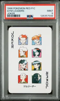 1996 POKEMON RED VERSION PLAYING CARDS JOKER GYM LEADERS PSA 9 - Image 1
