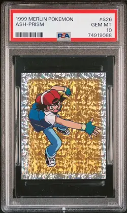 1999 MERLIN POKEMON #S26 ASH-PRISM PSA 10 - Image 1