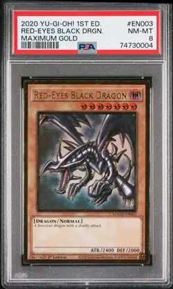 Yugioh 2020 Red-Eyes Black Dragon [MAGO-EN003] Graded PSA 8 NM-MT- Maximum Gold - Image 1