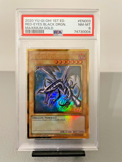 Yugioh 2020 Red-Eyes Black Dragon [MAGO-EN003] Graded PSA 8 NM-MT- Maximum Gold - Image 4