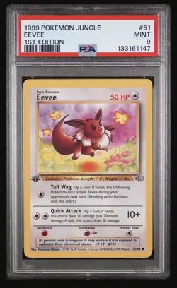 Pokemon TCG Eevee 1st Edition Jungle, Card 51/64, PSA 9 Mint - Image 1