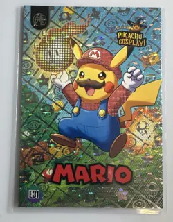 Mario #E31 Pink Holo Box Hit Pikachu Cosplay Pokemon Card - Image 1