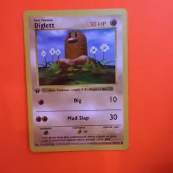 Diglett 47/102 1st Edition Shadowless Base Set Pokemon Card Game 1999 WOTC LP - Image 1