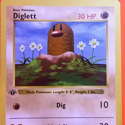 Diglett 47/102 1st Edition Shadowless Base Set Pokemon Card Game 1999 WOTC LP - Image 2