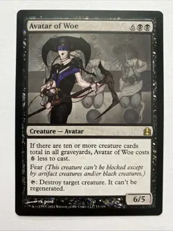 Avatar of Woe Commander LP Black Rare MAGIC THE GATHERING MTG CARD - Image 1