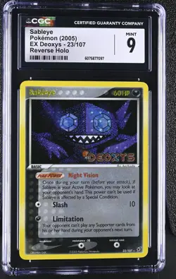 CGC 9 MINT Sableye 2005 EX Deoxys 23/107 Reverse Holo STAMPED Pokemon Card - Image 1