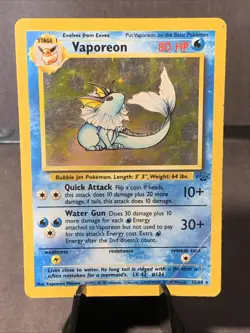 Pokemon TCG Vaporeon Jungle Base Set Unlimited #12/64 Holo 1999 WOTC VTG Card HP - Image 1