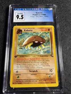 Kabuto 1st Edition Fossil Pokemon Card CGC 9.5 Gem Mint #50/62 Vintage 1999 - Image 1
