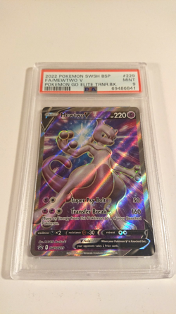 Mewtwo V SWSH #229 Sword & Shield Full Art Promo Card Holo Graded PSA 9 MINT - Image 1