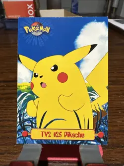 Pikachu #TV2 Topps TV Animation NM Black Logo Vintage Pokemon Card (B) - Image 1