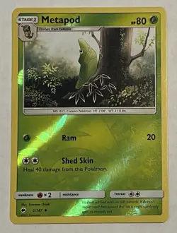 Metapod 2/147 S&M Burning Shadows Pokemon TCG Reverse Holo 2017 MP - Image 1