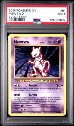 2016 POKEMON XY EVOLUTIONS #51 MEWTWO PSA 9 - Image 1