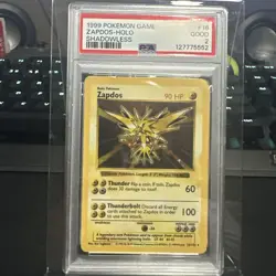 1999 Pokemon Game Holo Shadowless Zapdos #16 PSA 2 ES6 - Image 1