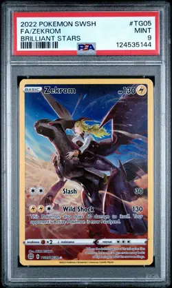 2022 POKEMON SWORD & SHIELD BRILLIANT STARS #TG05 FULL ART/ZEKROM PSA 9 - Image 1