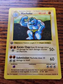 MP! Machoke 1st Edition Shadowless Pokemon TCG Base Set 34/102 Uncommon - Image 1