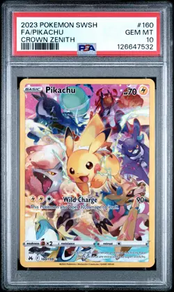 2023 POKEMON SWORD & SHIELD CROWN ZENITH #160 FULL ART/PIKACHU PSA 10 - Image 1