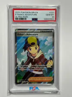 2025 POKEMON DRI EN-DESTINED RIVALS ULTRA RARE #221 ETHAN'S ADVENTURE PSA 10 - Image 1