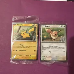 Pokemon TCG Holiday Calendar Pikachu 25/165 & Eevee 133/165 Snowflake Promo - Image 1