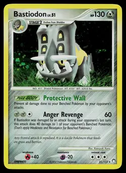 Pokemon Card - Bastiodon Mysterious Treasures 21/123 Holo Rare - Image 1