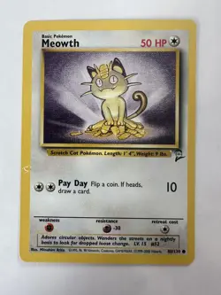 Meowth (80/130) [Base Set 2] Common Pokemon TCG - Image 1