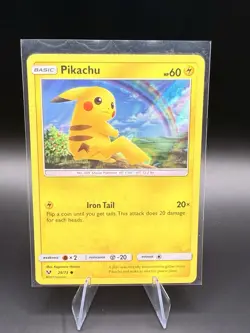 2017 Pokemon Pikachu 28/73 Holo Shining Legends Cracked Ice Holo Pokemon Card - Image 1