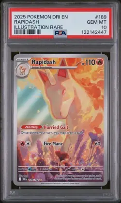 2025 POKEMON DRI EN-DESTINED RIVALS ILLUSTRATION RARE #189 RAPIDASH PSA 10 - Image 1