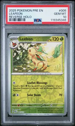 2025 POKEMON PRE EN-PRISMATIC EVOLUTIONS REVERSE HOLO #005 LEAFEON PSA 10 - Image 1