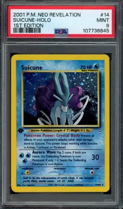 Pokemon Suicune Holo 2001 Neo Revelation 1st Edition #14 PSA 9 Mint - Image 1