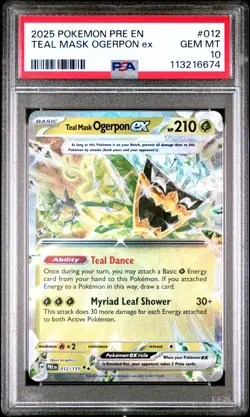 2025 POKEMON PRE EN-PRISMATIC EVOLUTIONS #012 TEAL MASK OGERPON EX PSA 10 - Image 1