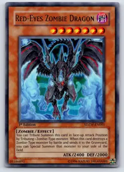 Yu-Gi-Oh! Red-Eyes Zombie Dragon #SDZW-EN001 1st Edition Light Play - Image 1