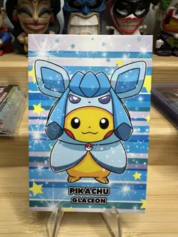 Poncho Pikachu Glaceon Card Database Attack 2 Cracked Holo Ice - Image 1