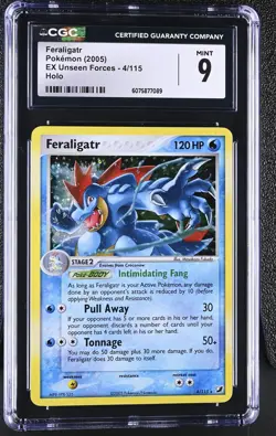 CGC 9 MINT Feraligatr 2005 EX Unseen Forces 4/115 Holo Pokemon Card - Image 1