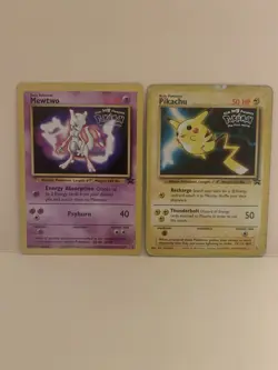 Mewtwo 3 Pikachu 4 Pokemon WB First Movie Black Star Promo DMG/HP. PSA 1 Worthy - Image 1