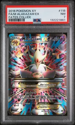 2016 POKEMON XY FATES COLLIDE 118/124 FA/M ALAKAZAM EX FATES COLLIDE PSA 7 NM - Image 1