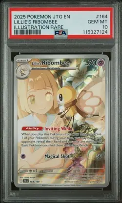 2025 POKEMON JOURNEY TOGETHER #164 LILLIE'S RIBOMBEE ILLUSTRATION RARE PSA 10 - Image 1