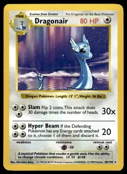 Pokemon TCG Base Set (Shadowless) #18/102 Dragonair NM - Image 1