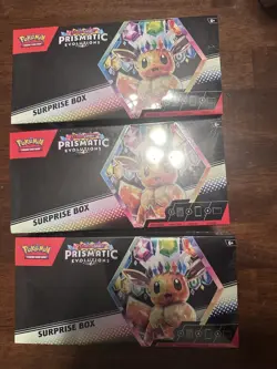 3 Pokemon TCG Scarlet & Violet Prismatic Evolutions Surprise Box Lot of 3 SEALED - Image 1
