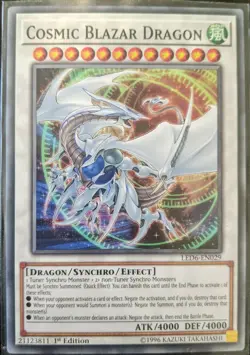 YuGiOh Cosmic Blazar Dragon 1st Edition LED6-EN029 NM - Image 1
